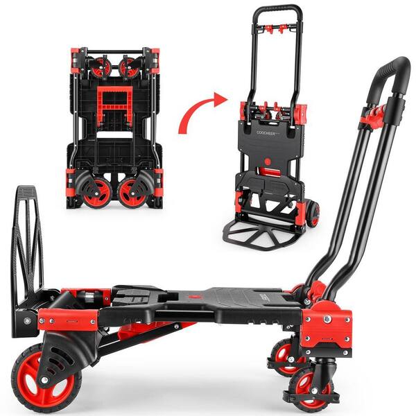 Folding Hand Truck With Triple Wheels - 200 Lbs Capacity Compact Dolly For Moving, Shopping & Travel