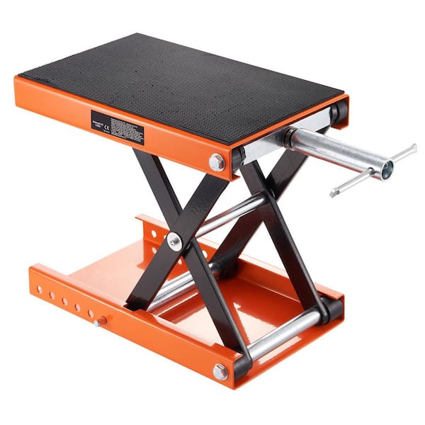 SKYSHALO Motorcycle Lift 1100 lbs. Motorcycle Scissor Lift Jack with Wide Deck and Safety Pin 3.7 in.-13.8 in. Center Hoist Crank