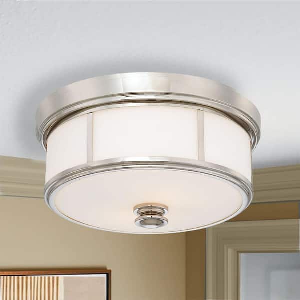 2-Light Polished Nickel Flush Mount
