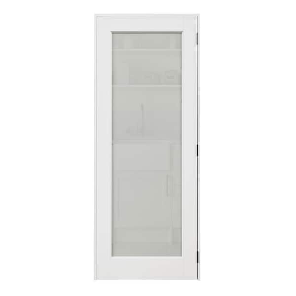 ARK DESIGN 32 in. x 80 in. 1-Lite Frosted Glass Right Handed White Solid Core MDF Door with Quick Assemble Jamb Kit