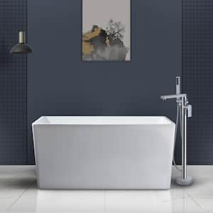 43 in. Contemporary Design Acrylic Flatbottom Soaking Tub Freestanding Bathtub in White