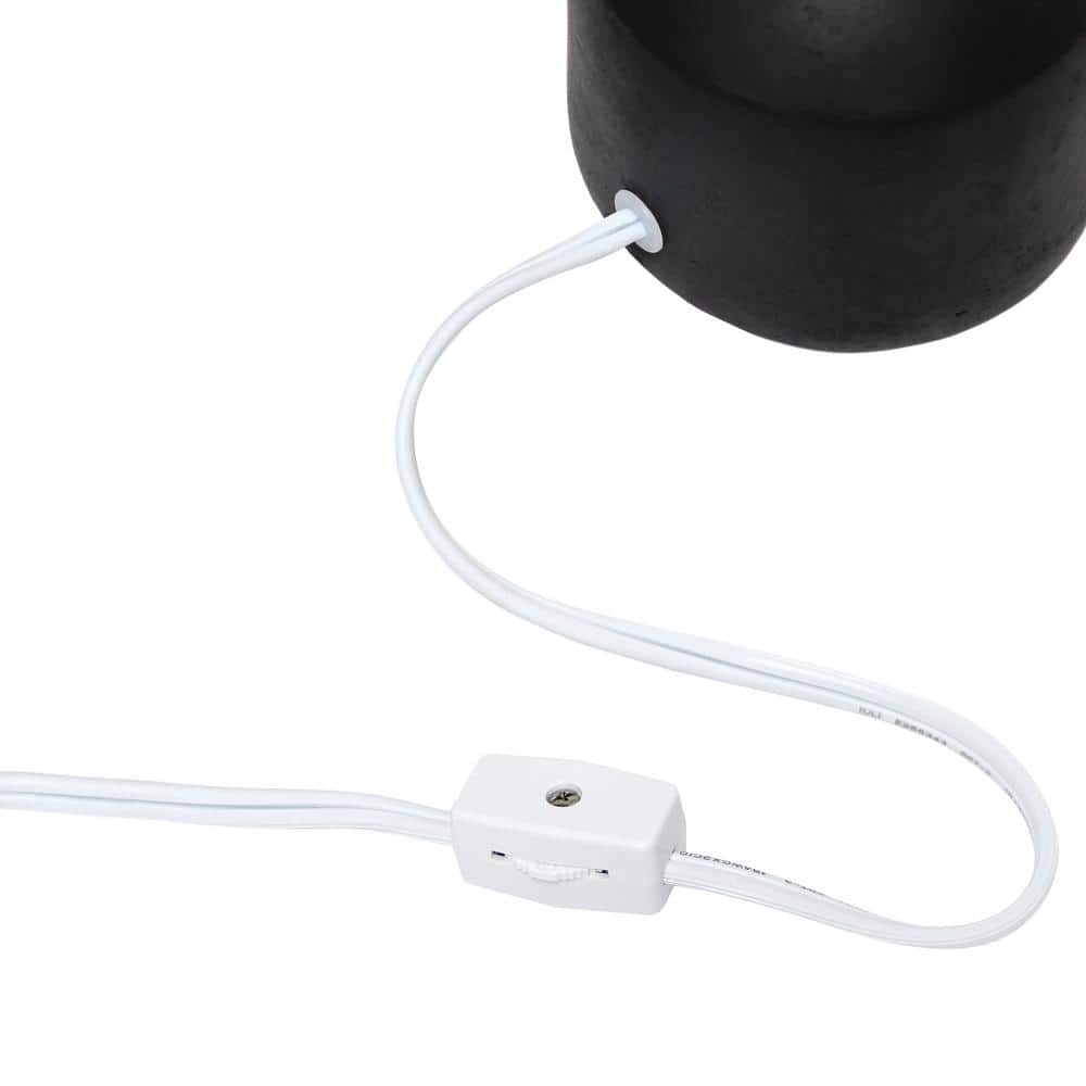 Black Concrete Nightstand Lamp with White Empire Shade
