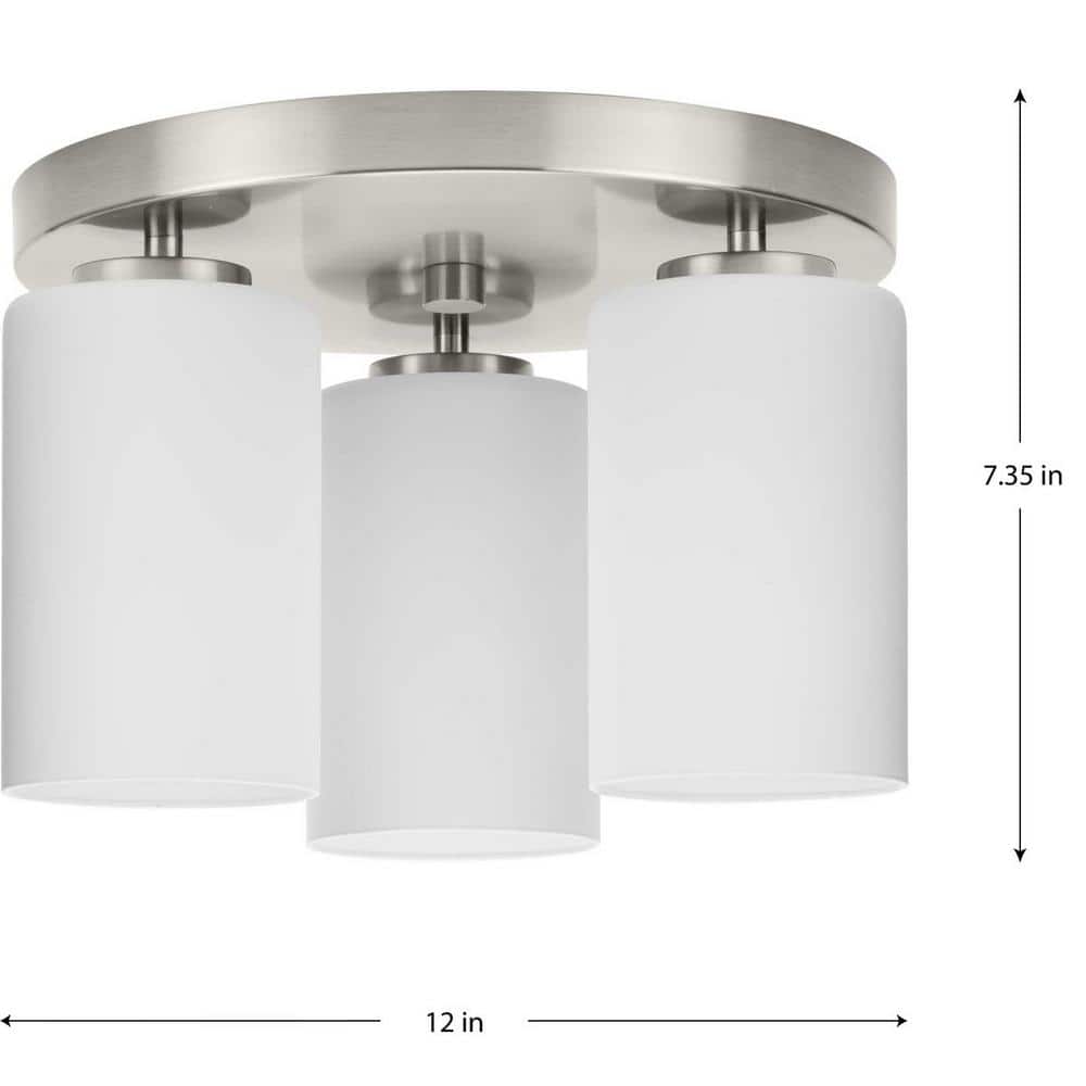 Cofield 3-Light Brushed Nickel Flush Mount with Glass Shades