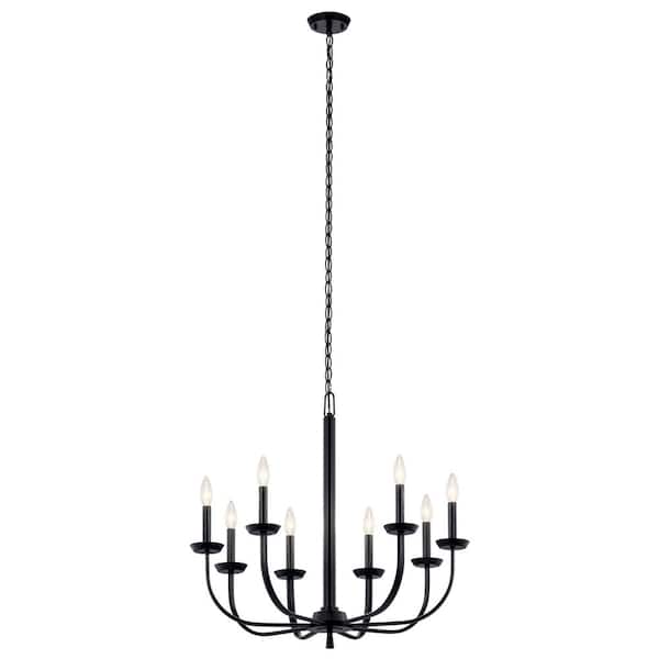 Kichler Kennewick 8-Light Black Traditional Bare Bulb Chandelier