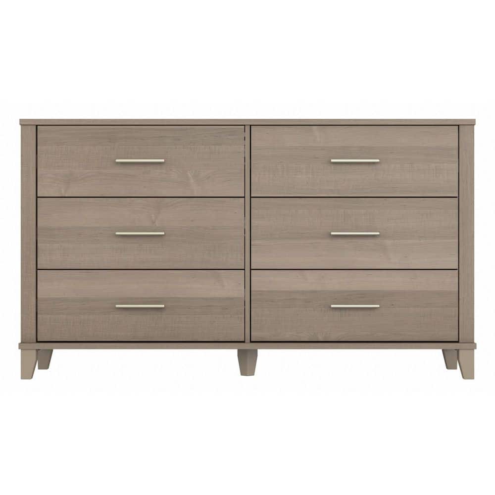 Ash Gray Mid-Century Modern 6-Drawer Dresser