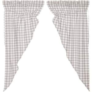 Annie Buffalo Check Gray White 36 in. W x 63 in. L Cotton Light Filtering Rod Pocket Prairie Window Curtain Pair