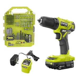 ONE+ 18V Cordless 3/8 in. Drill/Driver Kit with 1.5 Ah Battery, Charger, and Drill and Drive Kit (95-Piece)