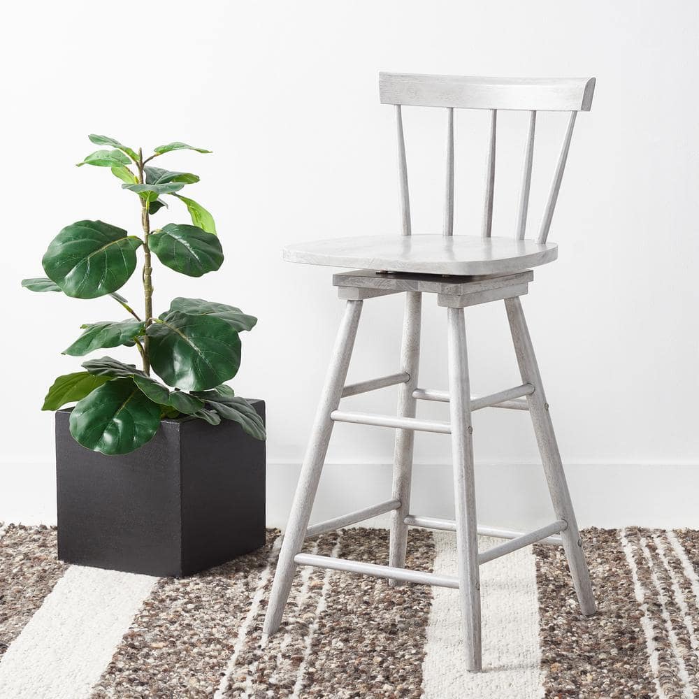 Gray Wood Swivel Windsor Counter Stool