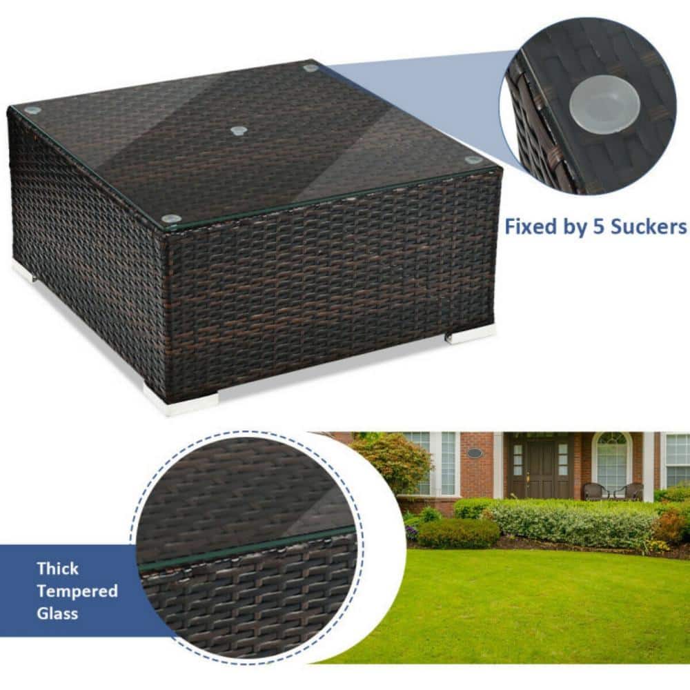 Navy Cushioned 5-Piece Brown Aluminum Patio Set
