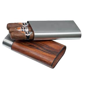 Carver Natural Wood and Stainless Steel Cigar Case