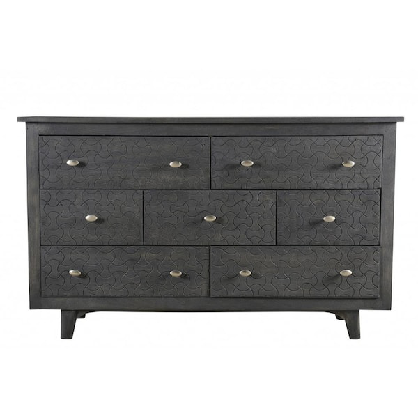 HomeRoots Danielle Gray Wash 7-Drawers 60 in. Dresser