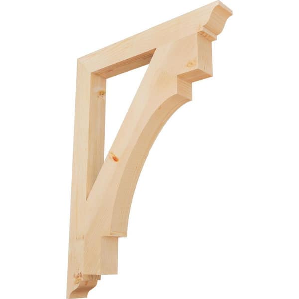 Ekena Millwork 3.5 in. x 44 in. x 32 in. Douglas Fir Merced Traditional Smooth Bracket