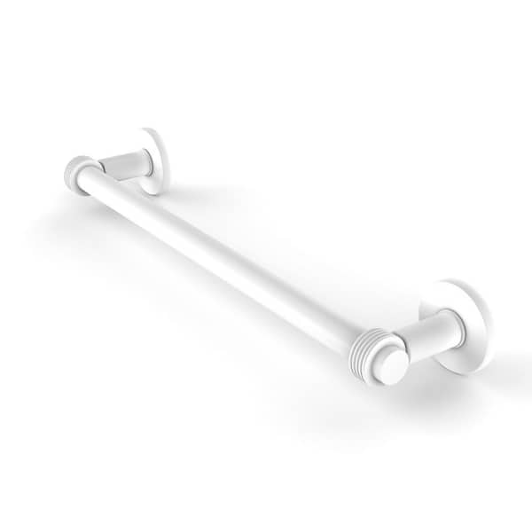 Allied Brass Continental Collection 30 in. Wall Mounted Towel Bar with Groovy Detail in Matte White