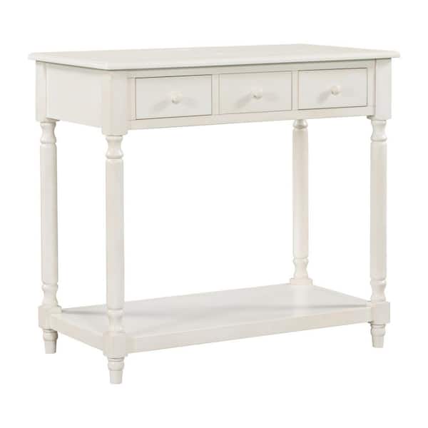 WELLFOR Roman Retro 36 in. W x 19 in. D x 33 in. H Bath Vanity Cabinet without Top in Antique White