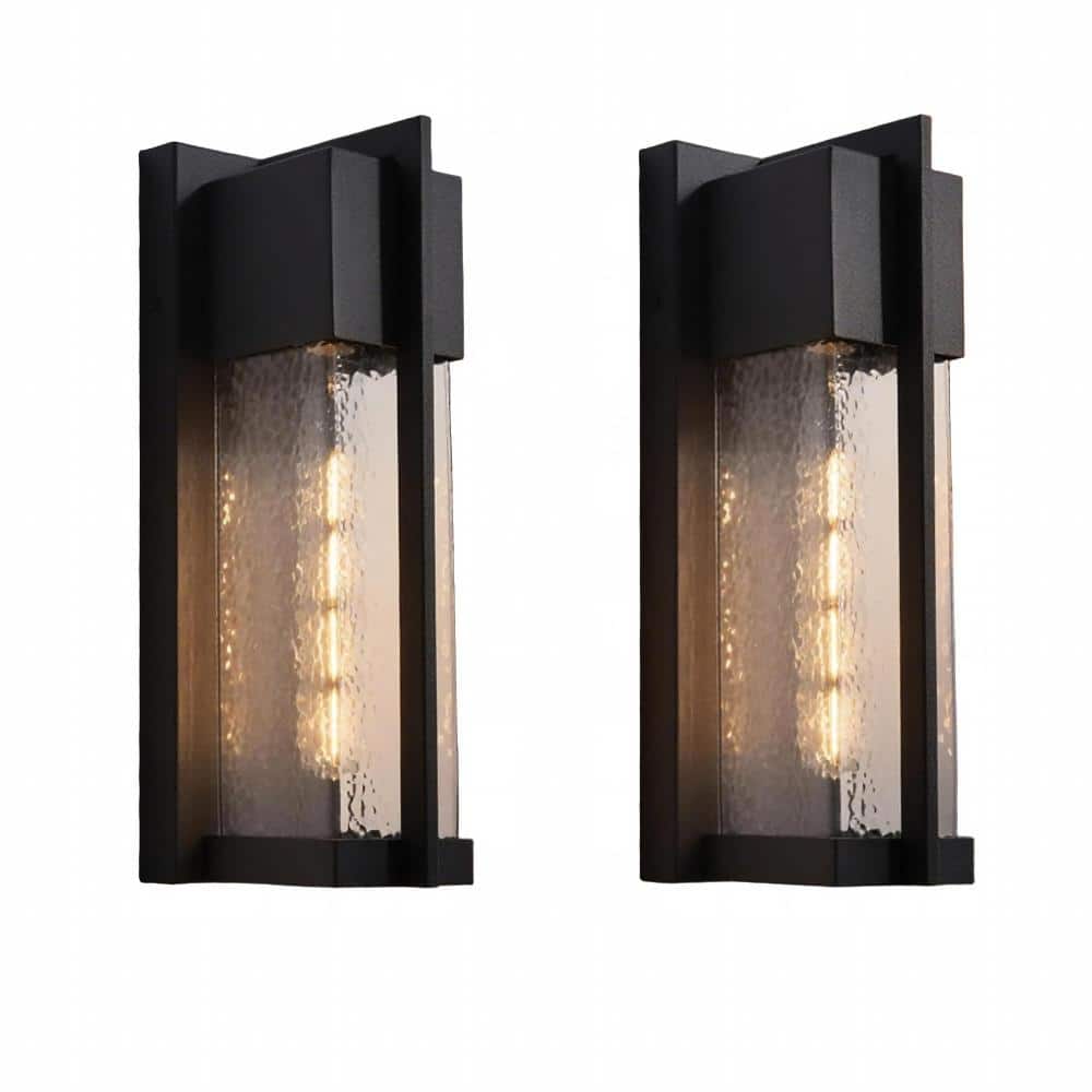 2-Pack 13 in Dusk to Dawn Outdoor Wall Lights in Black with Hammer Glass,Waterproof Outside Wall Sconce price history on PriceWatchPro