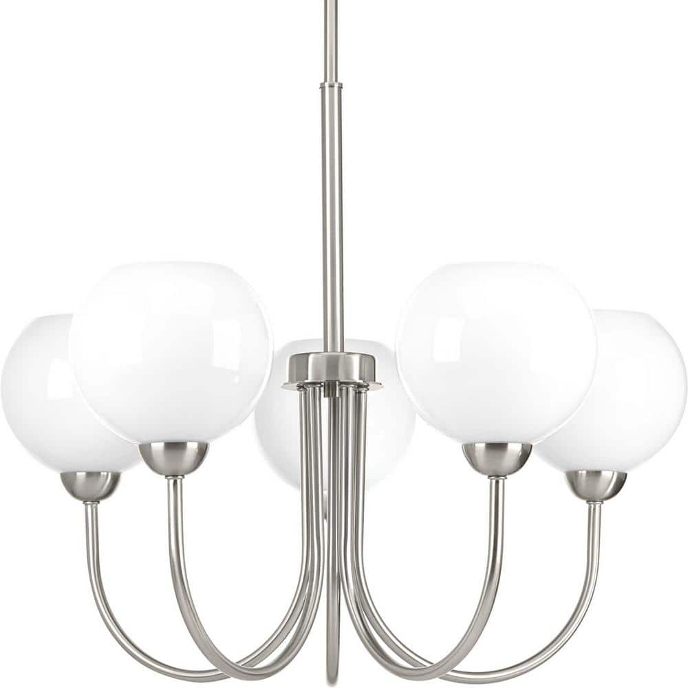Carisa Brushed Nickel 5-Light Mid-Century Modern Chandelier