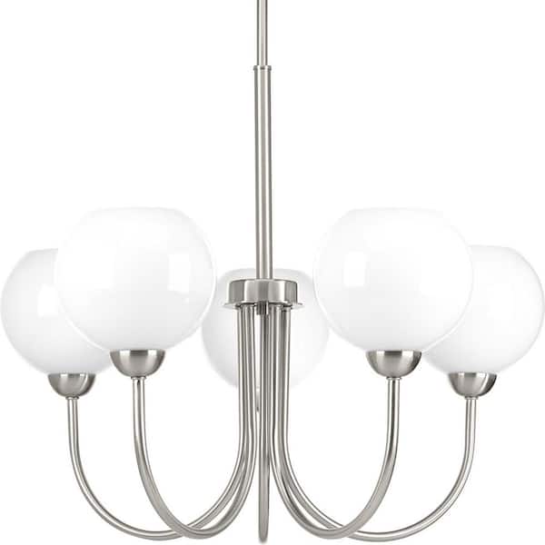 Progress Lighting Carisa Collection 5-Light Brushed Nickel Chandelier with Shade