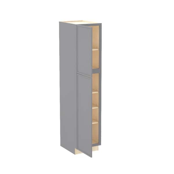 Home Decorators Collection Franklin 18 in. W x 24 in. D x 84 in. H Assembled Plywood Pantry Kitchen Cabinet in Veiled Gray with Soft Close LH