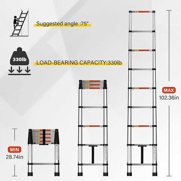  Heavy Duty Telescoping Ladder 6.5FT Aluminum