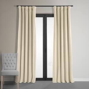 Alabaster Beige Velvet Rod Pocket Blackout Curtain - 50 in. W x 108 in. L (1 Panel)