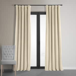 Alabaster Beige Velvet Rod Pocket Blackout Curtain - 50 in. W x 96 in. L (1 Panel)