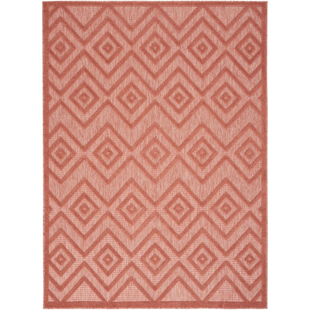 Coral Diamond Delight 6' x 9' Flatwoven Synthetic Area Rug