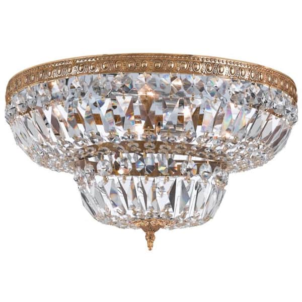 Ceiling Mount 30 in. 8-Light Olde Brass Flush Mount
