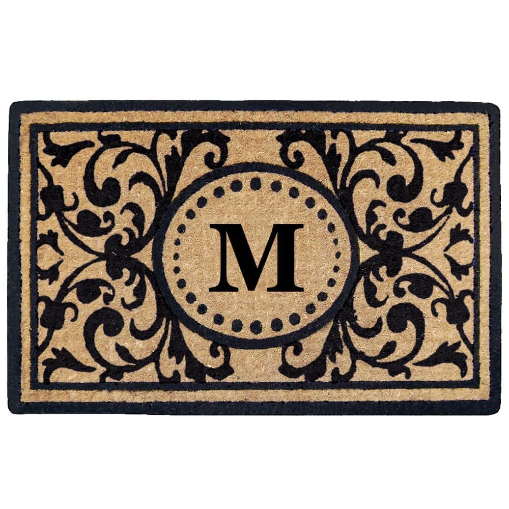 Heavy Duty Black 22 in. x  36 in. Coir Heritage Monogrammed M Indoor Outdoor Door Mat price history on PriceWatchPro