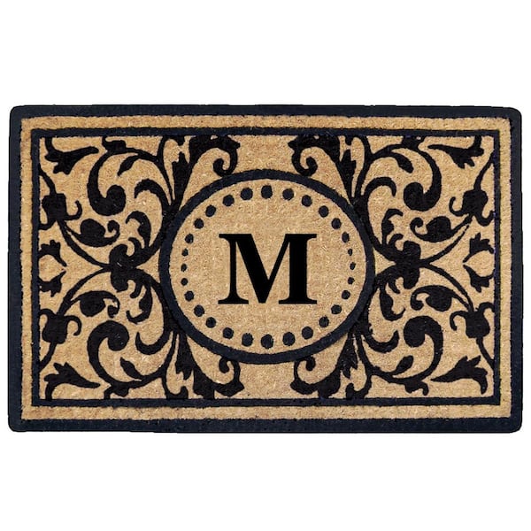 Nedia Home Heritage 22 in. x 36 in. Heavy Duty Coir Monogrammed M Door Mat