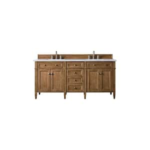 Brittany 72.0 in. W x 23.5 in. D x 34 in. H Bathroom Vanity in Saddle Brown with Eternal Jasmine Pearl Quartz Top