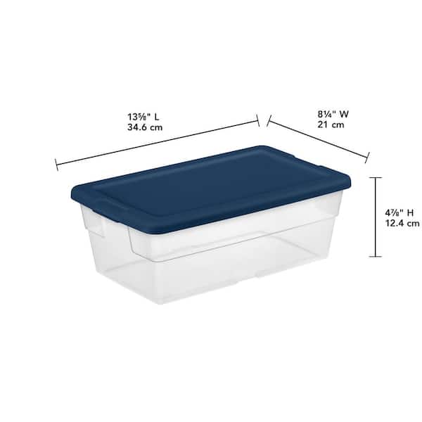 Sterilite Stackable 6 Qt Storage Box Container, Clear, Marine Blue Lid (30  Pack) 6 x 16437406 - The Home Depot