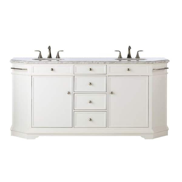 Home Decorators Collection Belvedere 72 in. W x 22 in. D Bath Vanity in White with Granite Vanity Top in Grey