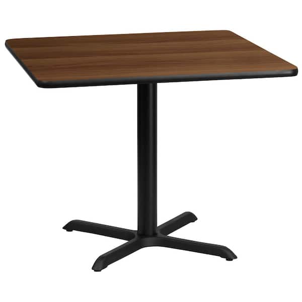 Flash Furniture 36 in. Square Black and Walnut Laminate Table Top with 30 in. x 30 in. Table Height Base