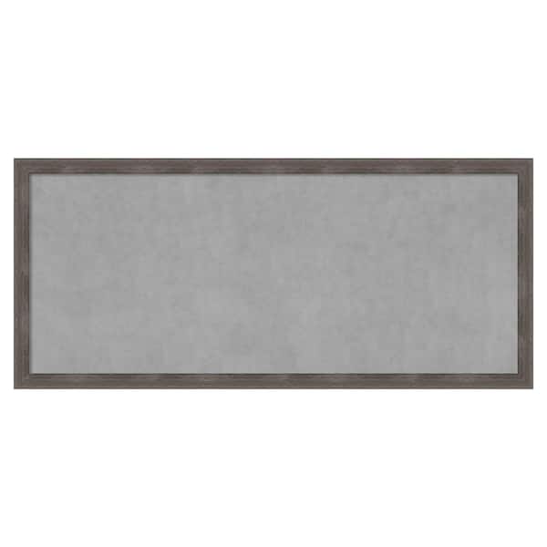 Amanti Art Pinstripe Lead Grey 51 in. x 23 in Framed Magnetic Board