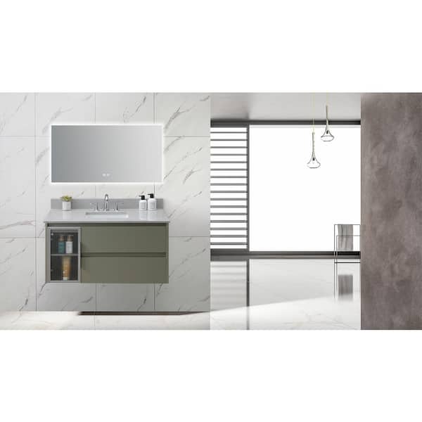 Xspracer Victoria 43 in. W x 22 in. D Marble Stone Bathroom Vanity Top in Carrara Grey with Ceramic Single Sink and Backsplash