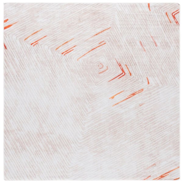 SAFAVIEH Malibu Beige/Rust 6 ft. x 6 ft. Machine Washable Diamond Striped Square Area Rug