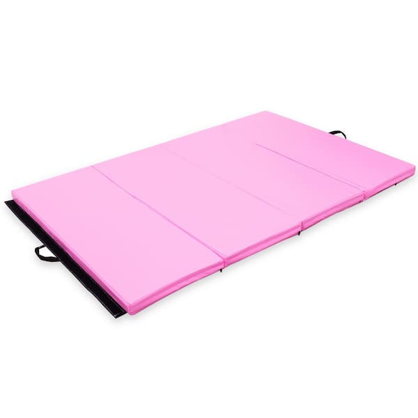 Gymnastics Mat Pink 48 in. x 72 in. x 2 in. PU Thick Folding Rectangle  Panel Exercise Mat for Adults/Kids (24 sq. ft.)