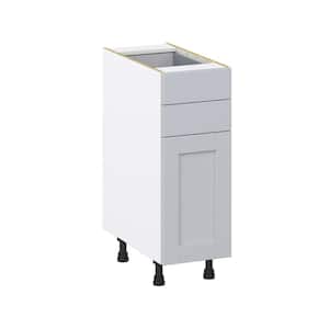 Cumberland 12 in. W x 24 in. D x 34.5 in. H Light Gray Shaker Assembled Base Kitchen Cabinet with Two 5 in. Drawers