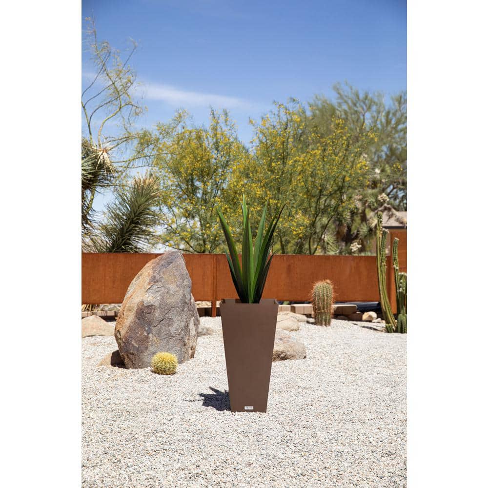 Espresso Sleek Square Tapered Modern Planter 26" High