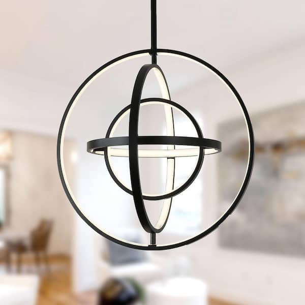 Alessio 4-Light Integrated LED Matte Black Chandelier, Adjustable Multi-Shape LED Pendant Light for Dining, Living Room