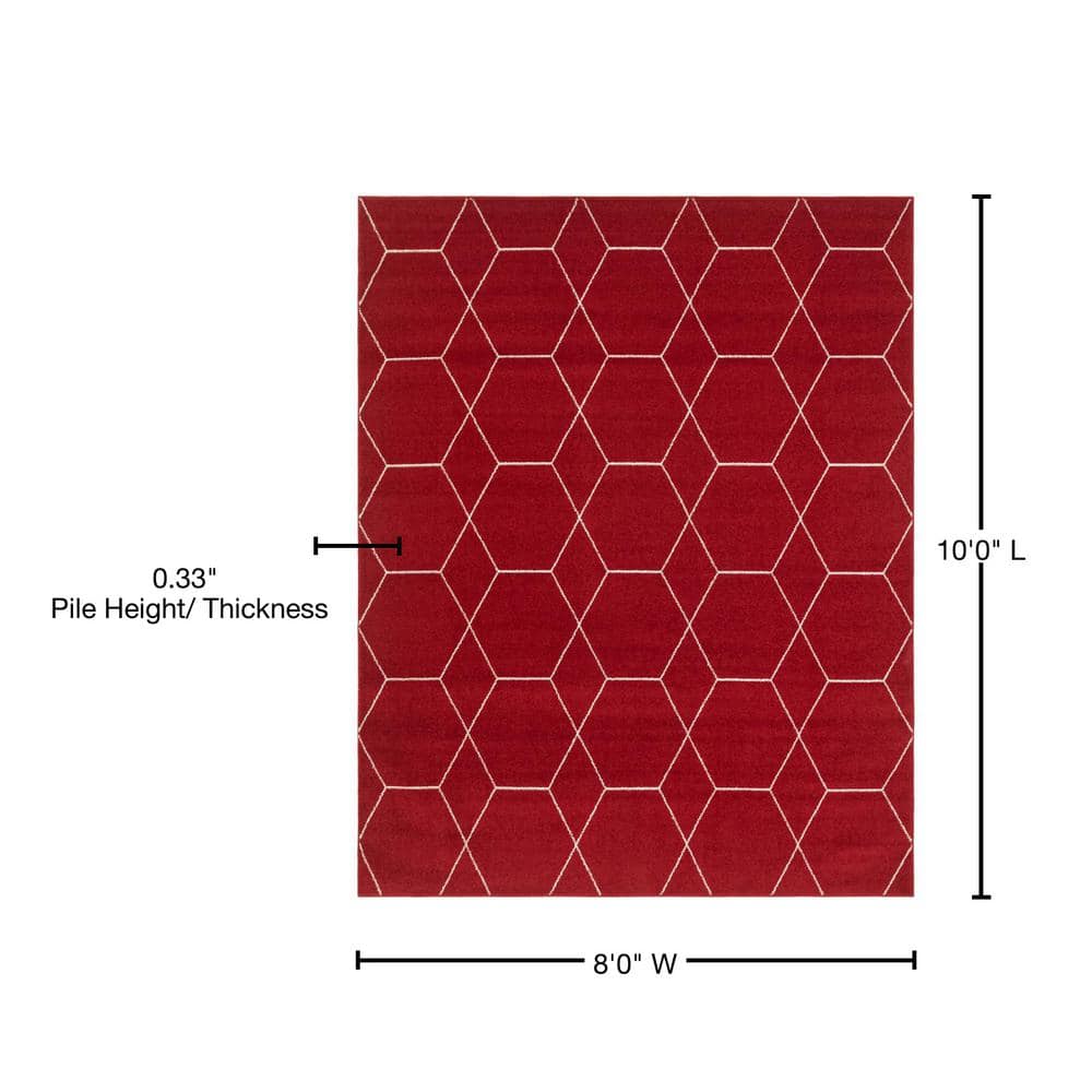 Red Trellis 8' x 10' Synthetic Indoor Area Rug