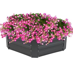 35 in. x 41 in. x 12.25 in. Galvanized Steel Hexagon-Shaped Raised Planter Bed Gray