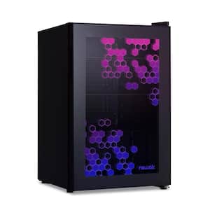 Prismatic Series 17 in. Single Zone 85 Can Beverage Cooler with RGB HexaColor LED Lights Mini Gaming Fridge in Black