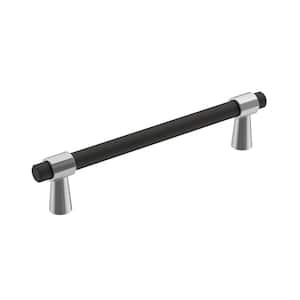 Mergence 5-1/16 in. (128 mm) Center-to-Center Polished Chrome/Brushed Matte Black Drawer Pull