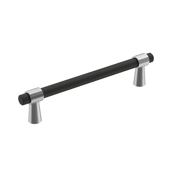 Amerock Mergence 5-1/16 in. (128mm) Modern Matte Black/Polished Chrome Bar Cabinet Pull