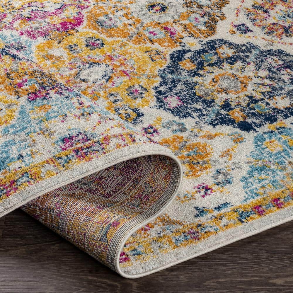 Bohemian Multicolor Floral Motif Rectangular Area Rug