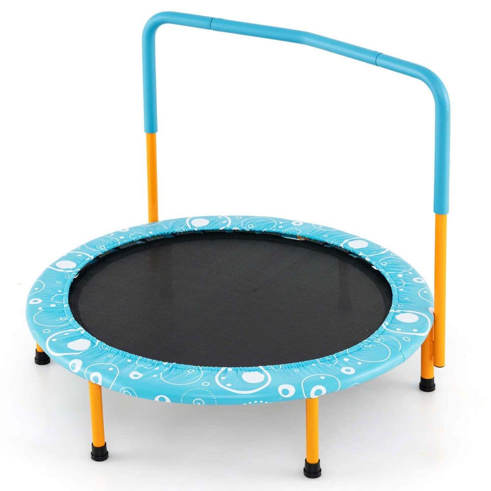 36 in. Outdoor/Indoor Light Blue Kids Trampoline Rebounder with Full Covered Handrail and Pad