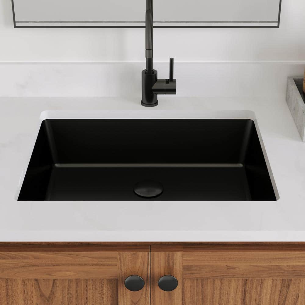 Ursa 19" x 15" Black Vitreous China Rectangular Undermount Bathroom Sink