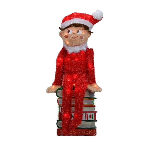 Reviews For Product Works 24 In Pre Lit Elf On The Shelf 3 D Sitting Books Christmas Outdoor Decoration And Clear Lights Pg 1 Home Depot - Christmas Elf Decorations Home Depot