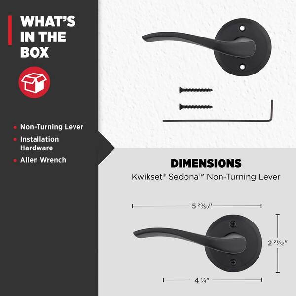 Kwikset Sedona Matte Black Left Handed Round Wave Half Dummy Door